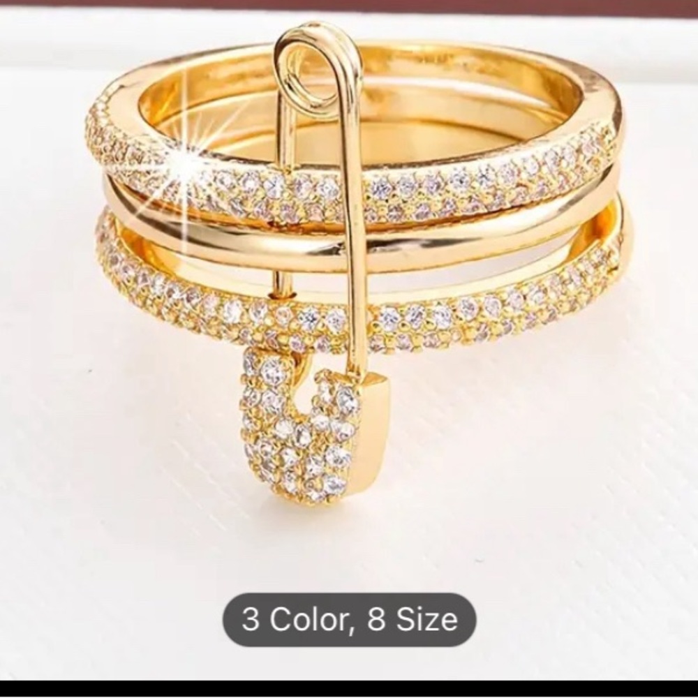Gold and zirconia with pin style multi layer ring